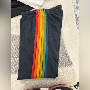 Aviator Nation 6 stripe charcoal sweatpants